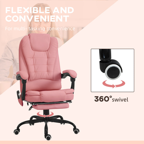 7-point vibrating massage chair with footrest, pink