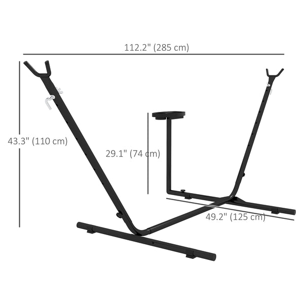 10' Hammock Stand with Side Tray, Hammock Chair Stand Only with Steel Frame, Black