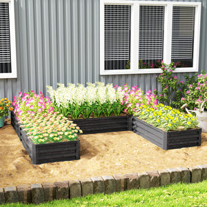 Jardinière surélevée en acier, lot de 5 grandes jardinières 2,4 x 2,4 x 30 cm, gris foncé