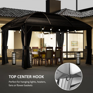 10' x 13' Hardtop Gazebo Aluminum Outdoor Canopy with Mesh Nettings, Curtains, Dark Grey