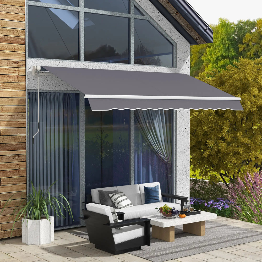 Store extérieur rétractable manuel 12' x 10', réglable et polyvalent, gris foncé