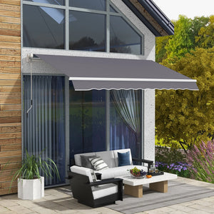 Store extérieur rétractable manuel 12' x 10', réglable et polyvalent, gris foncé