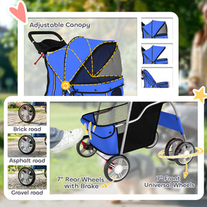 Poussette pliable pour petits animaux, bleue