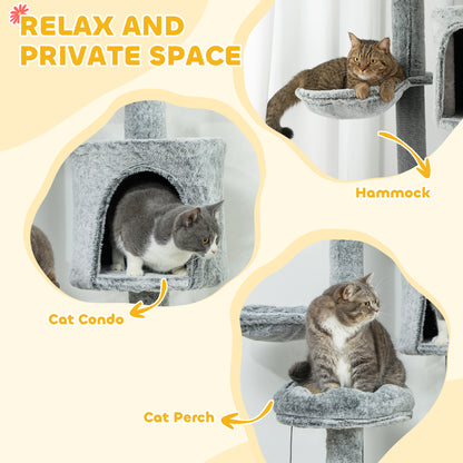 Adjustable Height Cat Tree, Multi-Level Climbing Tower with Scratching Posts