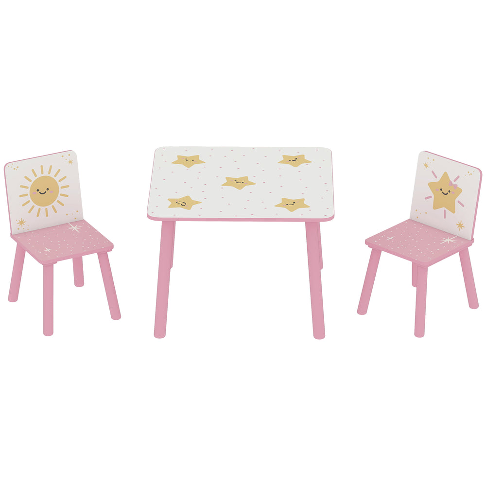 Ensemble table et chaises 3 pièces pour enfants, motif étoiles