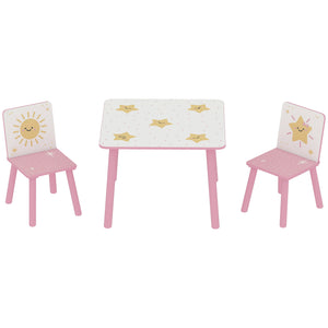 Ensemble table et chaises 3 pièces pour enfants, motif étoiles