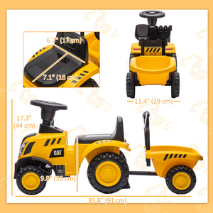 Caterpillar self-propelled tractor without engine with shovel and trailer