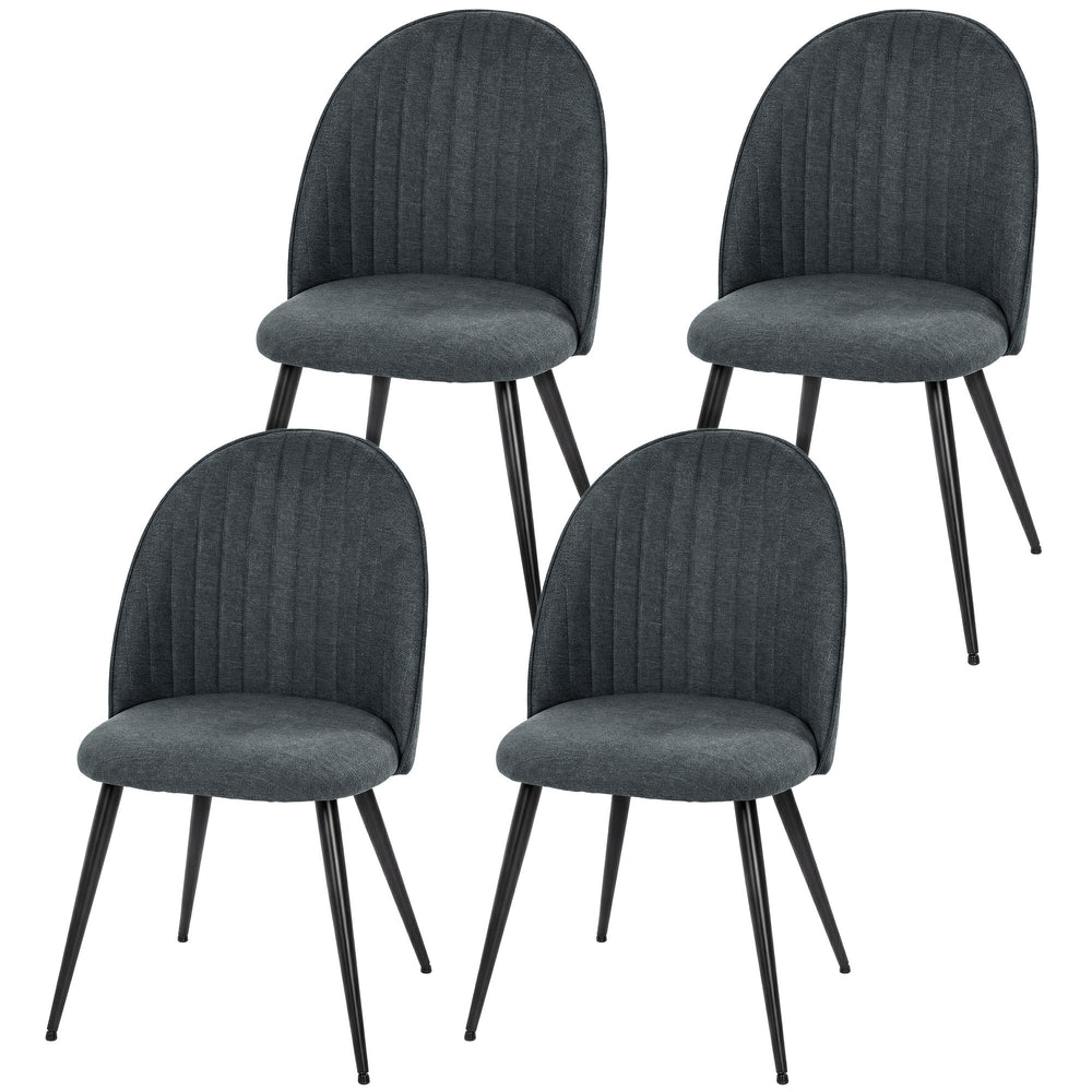 Ensemble de 4 chaises de salle à manger modernes en velours avec pieds, gris foncé