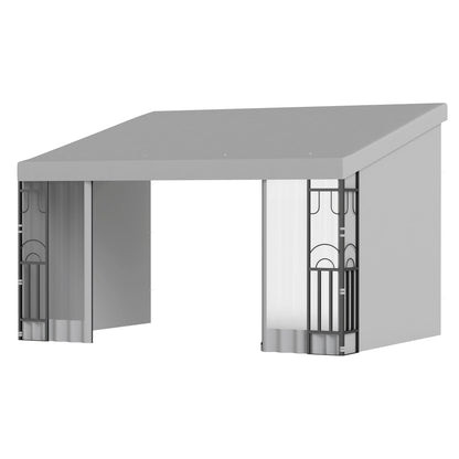 Pergola murale 10' x 13' avec 2 rideaux et 2 filets, résistante aux UV, pour terrasse, gris clair