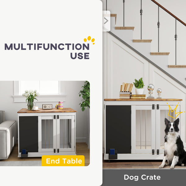 Meuble cage de 39" avec tableau noir, trois portes, blanc