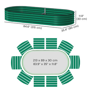 Jardinière d'extérieur surélevée galvanisée avec tuteur en métal, verte