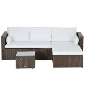 Ensemble de canapés en rotin 3 pièces avec table basse, coussins et oreillers