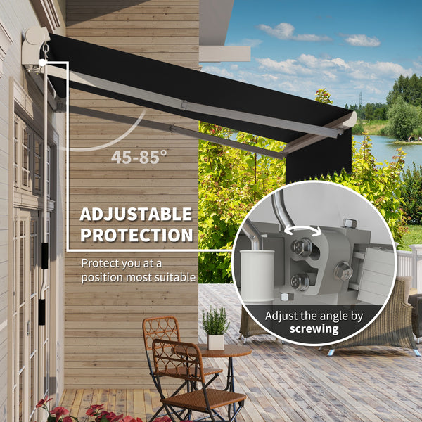 8'x7' Patio Awning Manual Retractable Sun Shade Outdoor Deck Canopy Shelter, Black