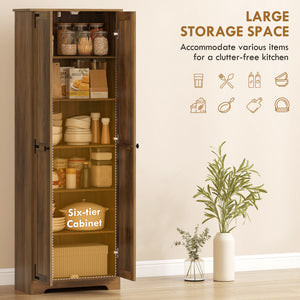 Farmhouse Storage Cabinet with 2 Doors with Adjustable Shelves, Brown Wood Grain