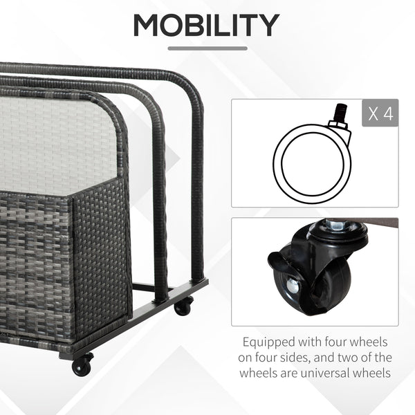 Rangement roulant pour piscine, gris