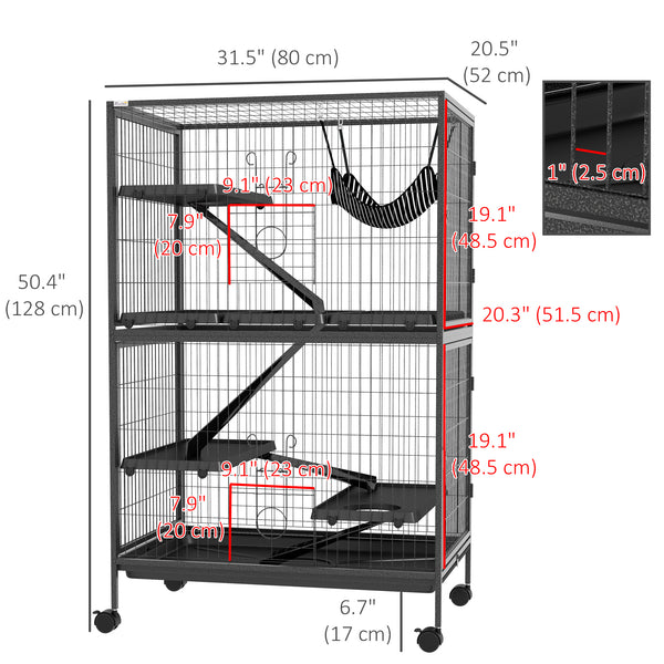 Cage à roulettes à 5 niveaux, grise