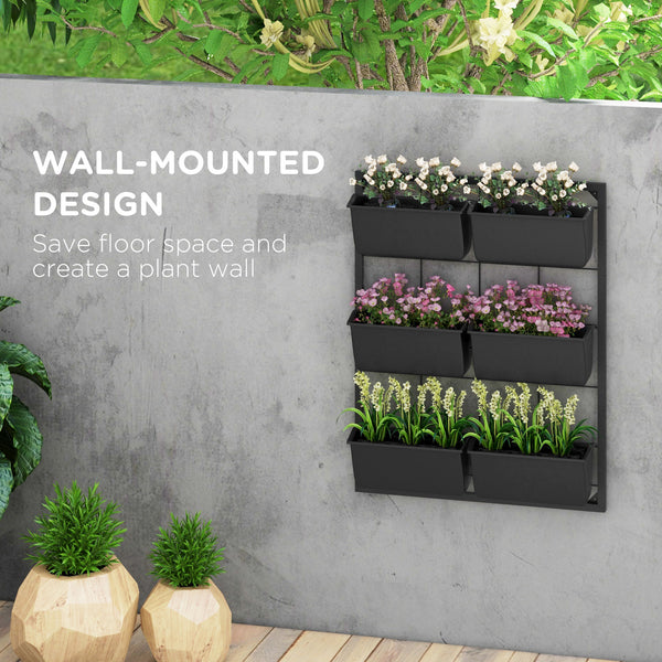 Jardinière murale à 3 niveaux avec 6 pots