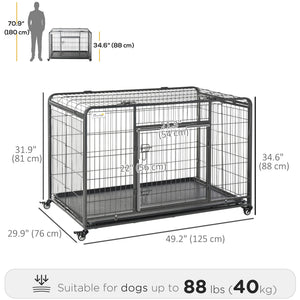 Cage pliable ultra-résistante avec double porte, roulettes verrouillables et plateau