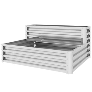 Jardinière surélevée galvanisée à 2 niveaux, argent