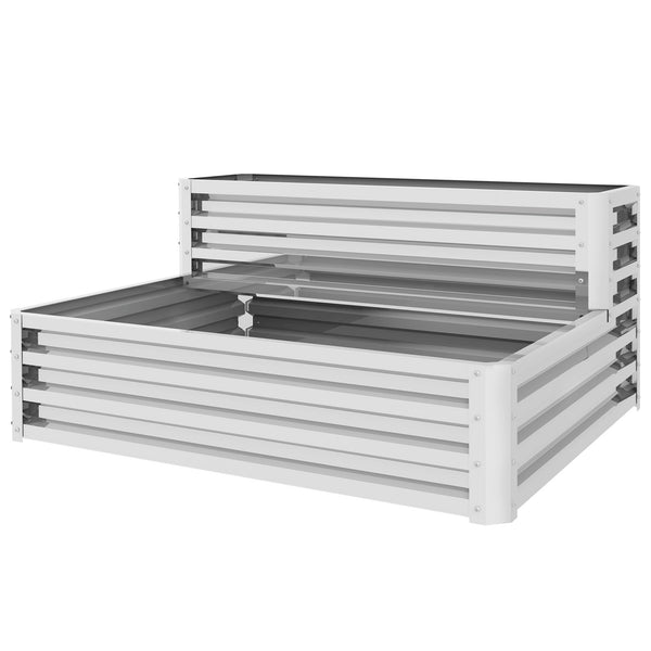 Jardinière surélevée galvanisée à 2 niveaux, argent