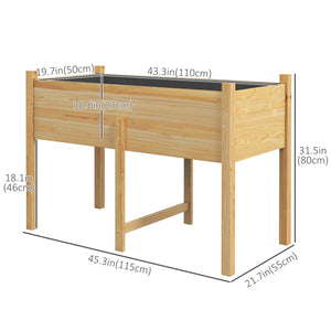 Jardinière surélevée en bois avec trous de drainage pour légumes, naturel
