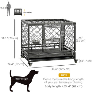 Cage robuste avec roues, couvercle ouvrant, plateau amovible et gamelle