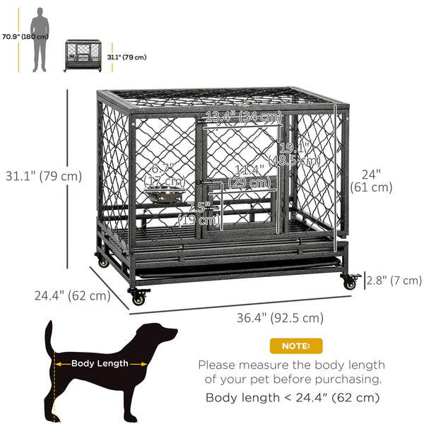 Cage robuste avec roues, couvercle ouvrant, plateau amovible et gamelle