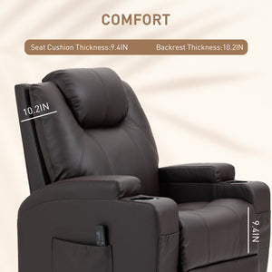 Fauteuil massant inclinable à bascule pivotant avec 8 points de vibration, marron
