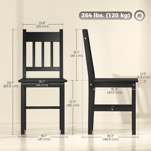 Chaises de salle à manger en pin noir, lot de 2