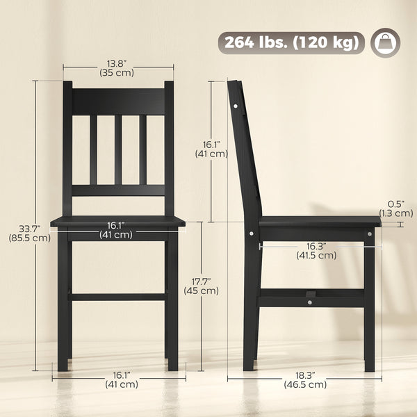 Chaises de salle à manger en pin noir, lot de 2