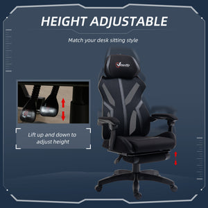 Ergonomic gaming chair with footrest, black