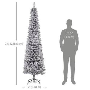 Sapin de Noël givré de 7,5 pieds en fome de crayon