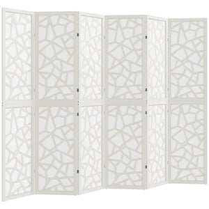 Paravent à 6 panneaux, 1,70 m, pliable et léger, motif géométrique, blanc
