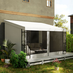 Pergola murale 10 x 13 avec 2 rideaux et 2 moustiquaires, résistante aux UV, beige