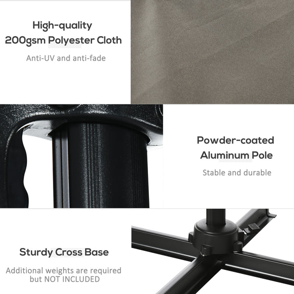 Parasol déporté carré de 8 pieds avec rotation à 360°, en aluminium, gris clair