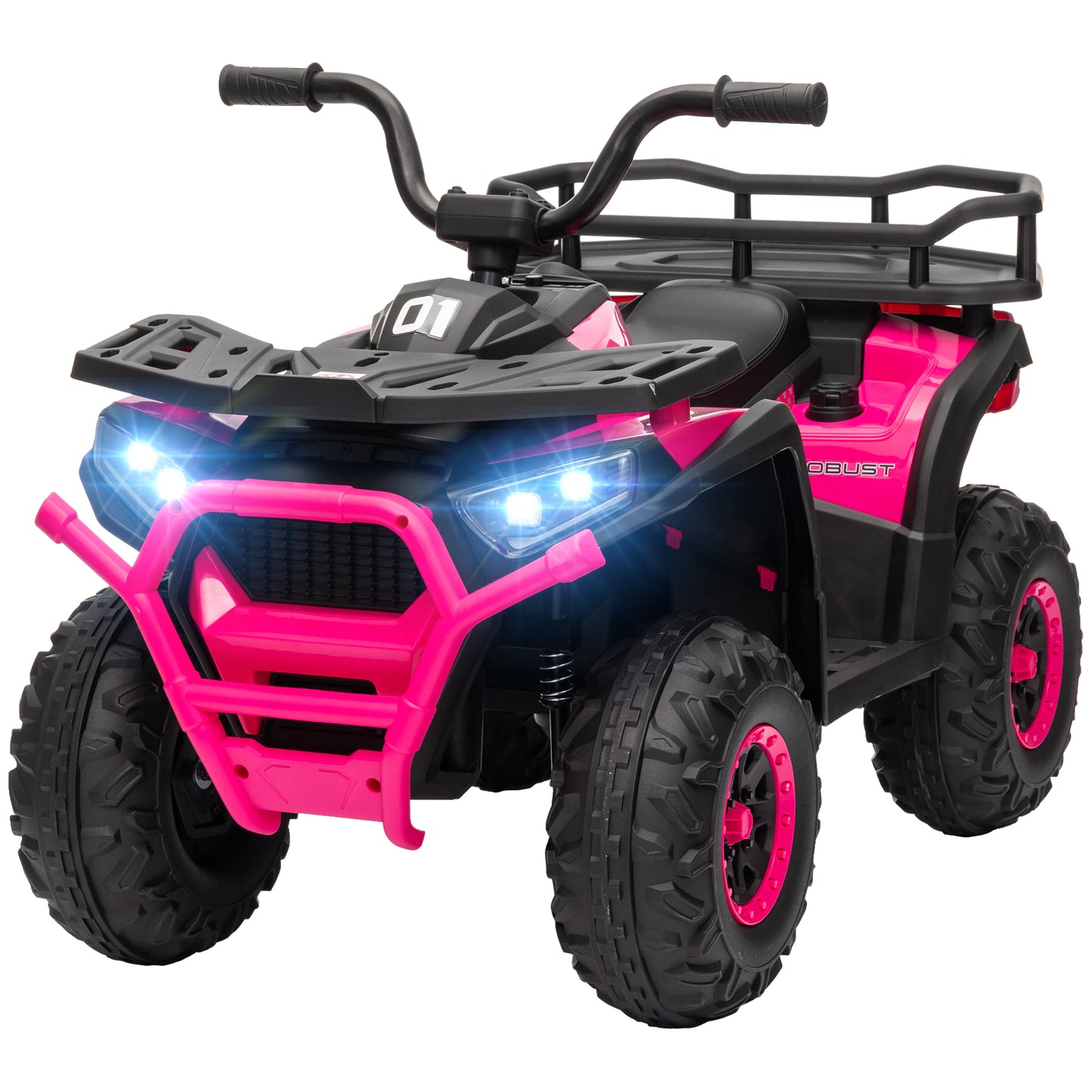 Qaba Kids Mountain Bike, 12V Battery Powered Electric Toy with Spring Suspension, Storage Basket, High &amp; Low Speed, Pink