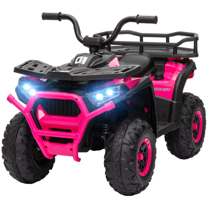 Qaba Kids Mountain Bike, 12V Battery Powered Electric Toy with Spring Suspension, Storage Basket, High &amp; Low Speed, Pink