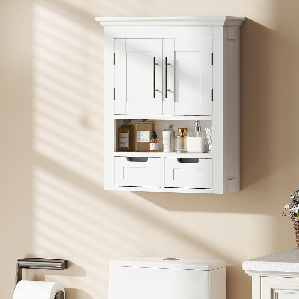 Armoire murale de salle de bain avec étagère, blanc