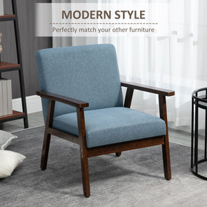 Fauteuils d'appoint avec assise rembourrée en lin, bleu