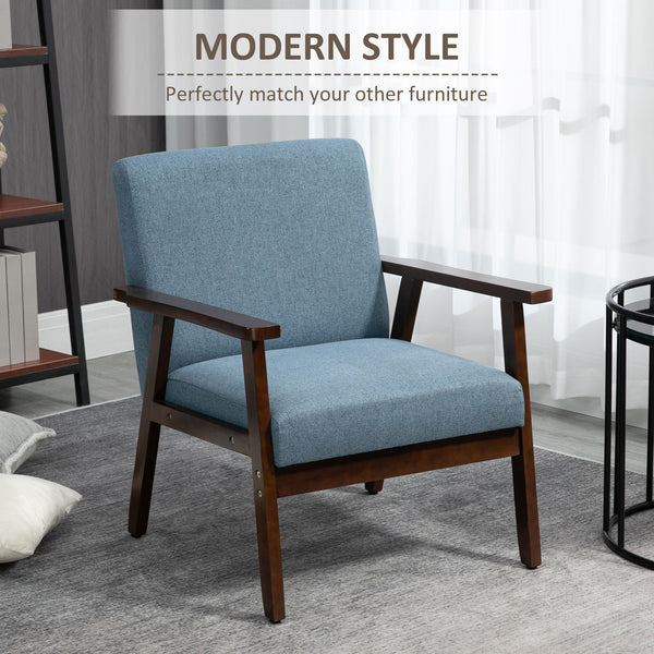 Fauteuils d'appoint avec assise rembourrée en lin, bleu