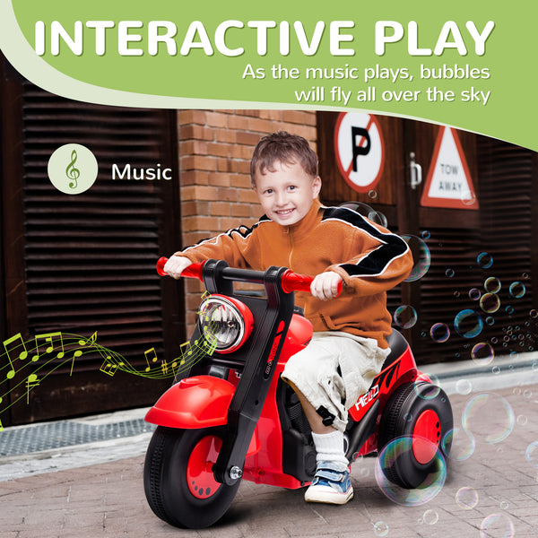 Toddler Motorcycle with Music and Bubbles, for Ages 2-5, Red