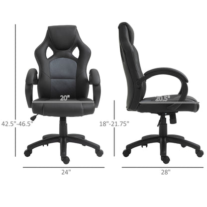 Racing Gaming Office Chair with Swivel Casters, Padded Headrest and Tilt Function, Grey