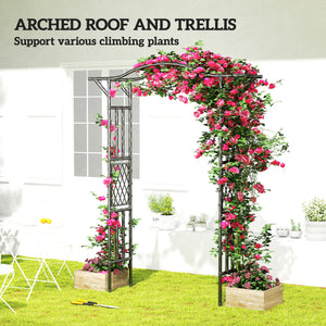 Arche de jardin Outsunny avec treillis et toit allongé, noire