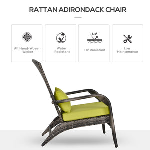 Fauteuil Adirondack en résine tressée avec coussins moelleux, vert