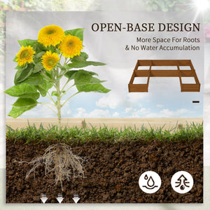 Jardinière en bois de 5 compartiments, fond ouvert, marron