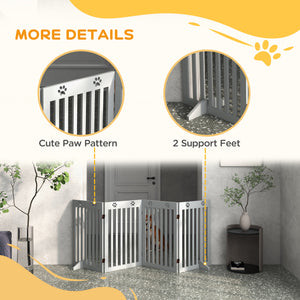 Extra-wide pet gate with support feet, light gray