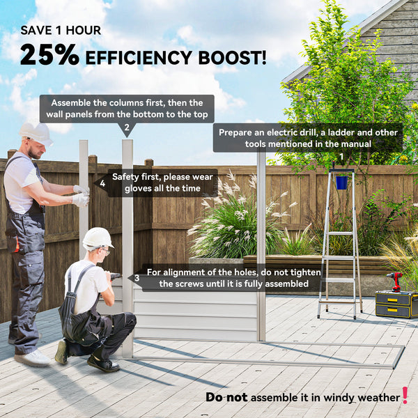 Abri de jardin galvanisé avec double porte et 2 aérations, gris clair