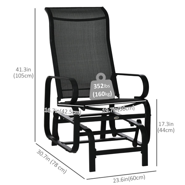 Fauteuil à bascule en tissu mesh respirant, noir