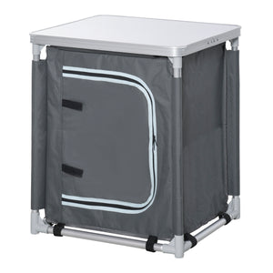 Station de cuisine de camping en aluminium avec placard à 2 étagères et sac de transport
