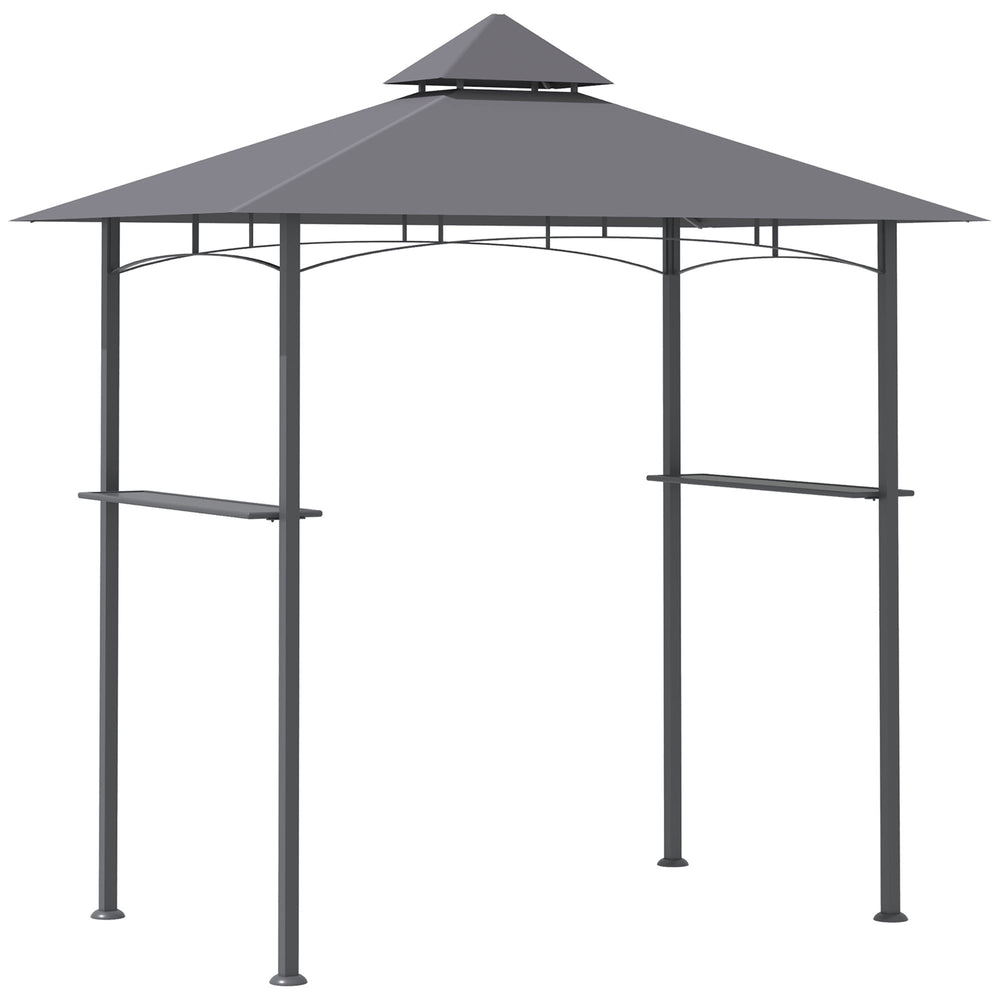 Outsunny 8' x 5' BBQ Grill Gazebo Tent with Double Tiered Canopy for Outdoor Sun Shade, Gray |